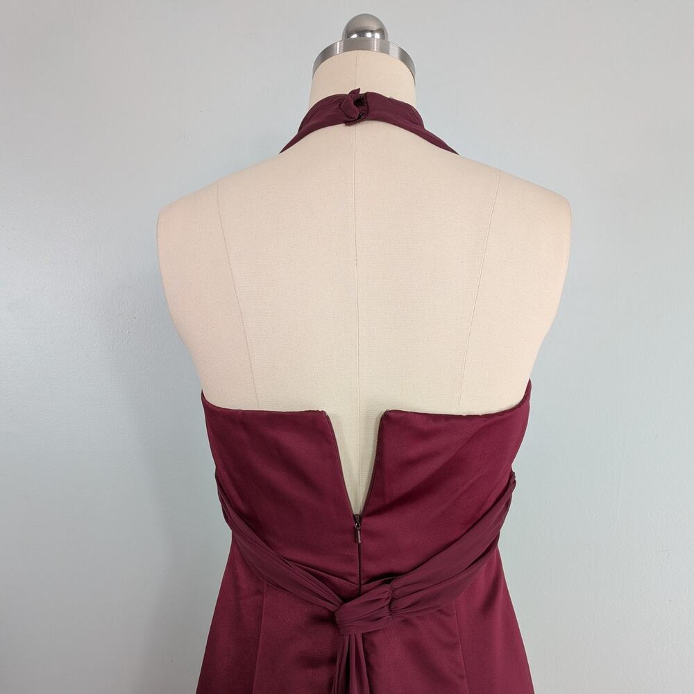 Vintage Prom Dress Maxi Gown 10 Red Babydoll Halter Goth Glam 90S Y2K Maroon - Picture 7 of 9